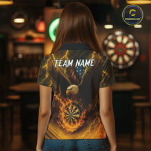 Load image into Gallery viewer, Custom Yellow Lightning Flame Dartboard Polo Darts Shirt For Women Outfit Dart Team Jersey NYN1311