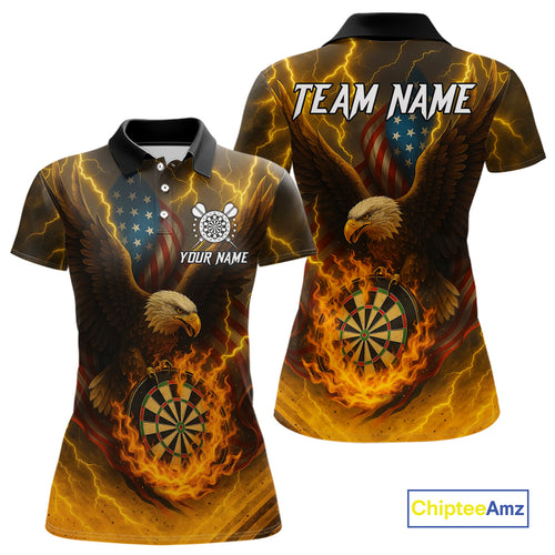 Custom Yellow Lightning Flame Dartboard Polo Darts Shirt For Women Outfit Dart Team Jersey NYN1311