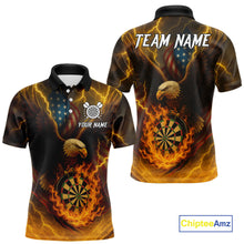 Load image into Gallery viewer, Custom Yellow Lightning Flame Dartboard Polo Darts Shirt For Men Outfit Dart Team Jersey NYN1311