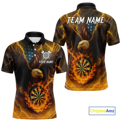 Custom Yellow Lightning Flame Dartboard Polo Darts Shirt For Men Outfit Dart Team Jersey NYN1311