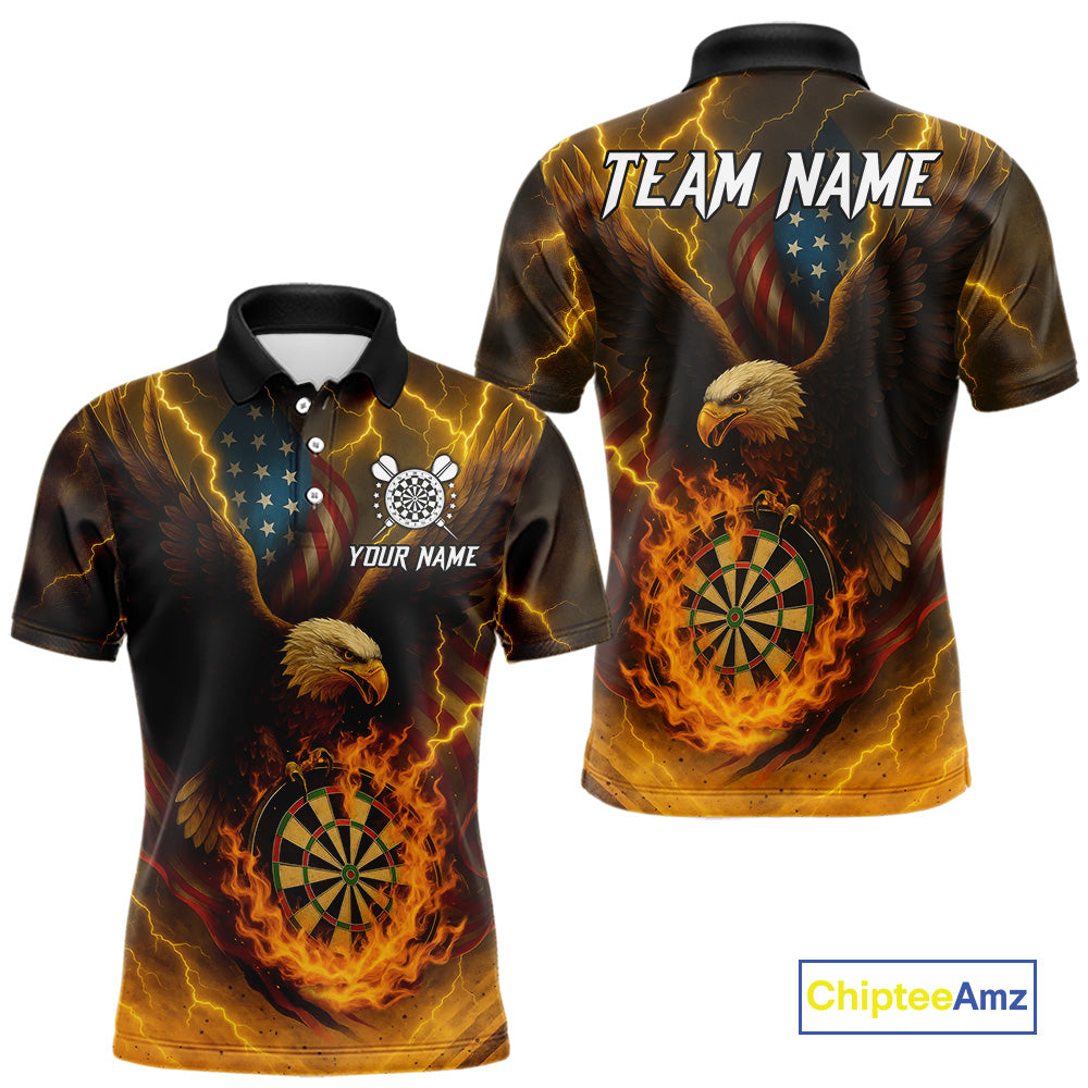 Custom Yellow Lightning Flame Dartboard Polo Darts Shirt For Men Outfit Dart Team Jersey NYN1311