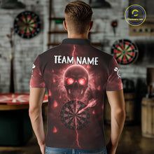 Load image into Gallery viewer, Custom Red Skull Butterflies Lightning Dartboard Men Darts Polo Shirt, Dart Jerseys NYN1843