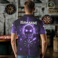 Load image into Gallery viewer, Custom Purple Skull Butterflies Lightning Dartboard Men Darts Polo Shirt, Dart Jerseys NYN1844