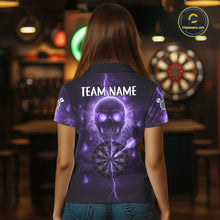 Load image into Gallery viewer, Custom Purple Skull Butterflies Lightning Dartboard Women Darts Polo Shirt, Dart Jerseys NYN1844