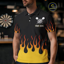 Load image into Gallery viewer, Custom Yellow Fire Flame Cracked Skull Dart Polo &amp; 1/4 Zip Shirts For Men Dart Team Jerseys NYN0068
