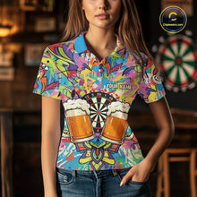 Load image into Gallery viewer, Funny Beers &amp; Dartboard Graffiti Custom Darts Polo Shirt For Women Colorful Dart Jerseys NYN1863
