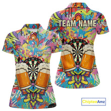 Load image into Gallery viewer, Funny Beers &amp; Dartboard Graffiti Custom Darts Polo Shirt For Women Colorful Dart Jerseys NYN1863