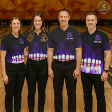 Load image into Gallery viewer, Purple Flames Custom Funny Raccoon Mens Bowling Shirts Bowling Team Shirt For Bowlers NYN3410