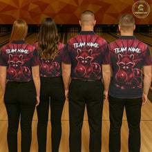 Load image into Gallery viewer, Red Flames Custom Funny Raccoon Mens Bowling Shirts Bowling Team Shirt For Bowlers NYN3411