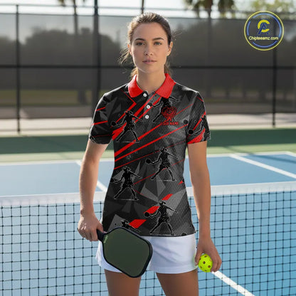 Custom Grey And Red Pickleball Ball Jerseys For Women Pickleball Paddle League Shirts NYN2127