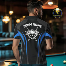 Load image into Gallery viewer, Black And Blue 8 Ball Pool Men Billiard Polo &amp; 1/4-Zip Shirt Custom Pool Team Billiard Shirts NYN2401