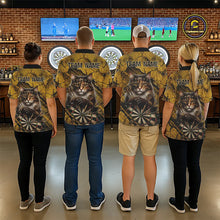 Load image into Gallery viewer, Funny Cat Cracked Darts Shirt For Men Custom Yellow Grunge Darts Team Jersey, Darts Gifts NYN3006