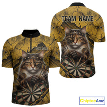 Load image into Gallery viewer, Funny Cat Cracked Darts Shirt For Men Custom Yellow Grunge Darts Team Jersey, Darts Gifts NYN3006