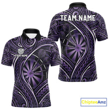 Load image into Gallery viewer, Black Purple Tribal Pattern Darts Polo &amp; 1/4-Zip Shirt For Men Personalized Tribal Dart Team Appeal NYN3009