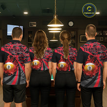 Load image into Gallery viewer, Flame 8 Ball &amp; 9 Ball Billiard Pool Shirt For Men Custom Black And Red Camo Billiard Team Attire NYN3430