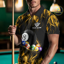 Load image into Gallery viewer, Fire Flame 8 Ball Billiard Pool Shirt For Men Custom Yellow Light Billiard Ball Team Jersey NYN3432
