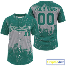 Load image into Gallery viewer, Custom Grey And Green Grunge Baseball Ball Shirt For Men Baseball Team Jerseys NYN1591