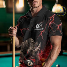 Load image into Gallery viewer, Funny Rhino Billiard 8 Ball Pool Shirt For Men Custom Thunder Lightning Billiard Team Jersey | Red NYN3437