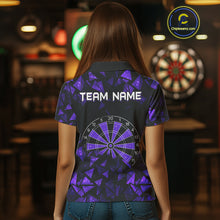 Load image into Gallery viewer, Custom Black &amp; Purple Geometric Dartboard Dart Polo Shirt For Women Outfits Dart Jerseys NYN1606