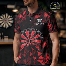 Load image into Gallery viewer, Custom Black &amp; Red Geometric Dartboard Dart Polo Shirt For Men Outfits Dart Jerseys NYN1607