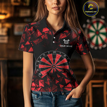 Load image into Gallery viewer, Custom Black &amp; Red Geometric Dartboard Dart Polo Shirt For Women Outfits Dart Jerseys NYN1607