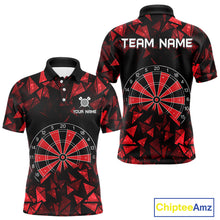 Load image into Gallery viewer, Custom Black &amp; Red Geometric Dartboard Dart Polo Shirt For Men Outfits Dart Jerseys NYN1607