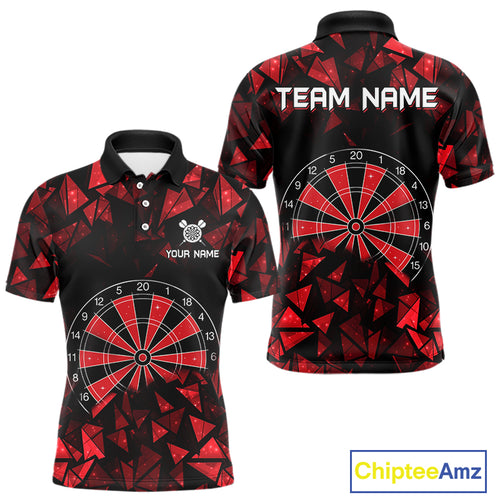 Custom Black & Red Geometric Dartboard Dart Polo Shirt For Men Outfits Dart Jerseys NYN1607