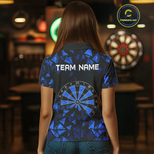 Load image into Gallery viewer, Custom Black Blue Geometric Dartboard Dart Polo Shirt For Women Outfits Dart Jerseys NYN1608