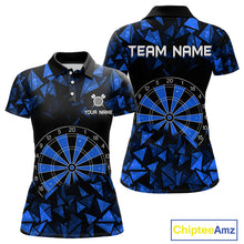 Load image into Gallery viewer, Custom Black Blue Geometric Dartboard Dart Polo Shirt For Women Outfits Dart Jerseys NYN1608