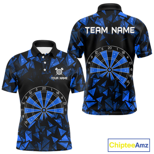Custom Black Blue Geometric Dartboard Dart Polo Shirt For Men Outfits Dart Jerseys NYN1608