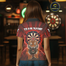 Load image into Gallery viewer, Horror Tiger Red Dartboard Custom Women&#39;s Darts Polo Shirt Dart Tournament Jerseys NYN1901