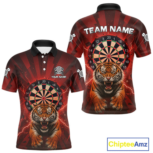 Horror Tiger Red Dartboard Custom Men's Darts Polo Shirt Dart Tournament Jerseys NYN1901