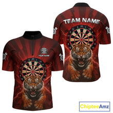 Load image into Gallery viewer, Horror Tiger Red Dartboard Custom Men&#39;s Darts Quarter-Zip Shirt Dart Tournament Jerseys NYN1901