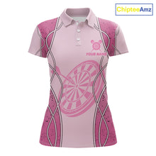 Load image into Gallery viewer, Personalized Grunge Pink Flaming Dartboard Women Darts Polo &amp; 1/4-Zip Shirts Dart Team Jerseys NYN2810