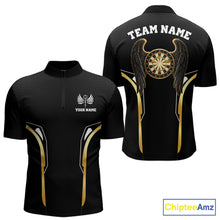 Load image into Gallery viewer, Personalized Gold Wings Dartboard Halftone Darts Quarter-Zip Shirt For Men Dart League Jerseys NYN2172