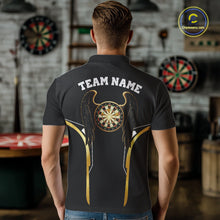 Load image into Gallery viewer, Personalized Gold Wings Dartboard Halftone Darts Polo Shirt For Men Dart League Jerseys NYN2172