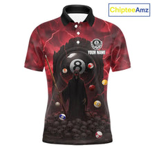 Load image into Gallery viewer, Red Multi-Skull 8 Ball Pool Men Polo &amp; 1/4-Zip Team Shirt Custom Billiard Ball &amp; Cue Gifts NYN2435