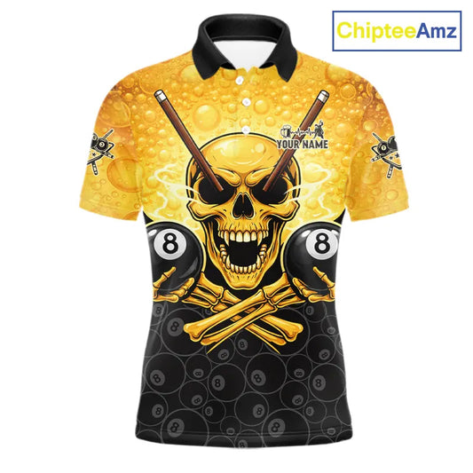 Funny Beer & Skull 8 Ball Pool Billiard Team Shirt For Men Custom 3D Billiard Balls Jerseys NYN2439