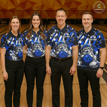Load image into Gallery viewer, Funny Cat Blue &amp; White Grunge Bowling Jersey For Women Custom Bowling Tournament Bowling Team Shirts NYN3198