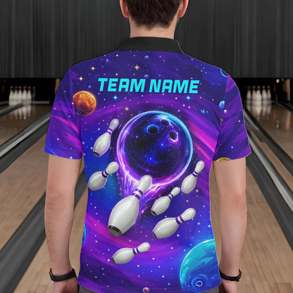 Purple blue abstract bowling team shirts custom bowling jerseys for league and tournament teams