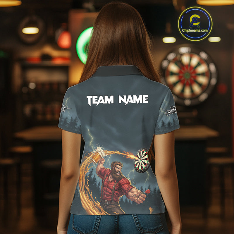 Custom Funny Play Darts & Beer Human Dartboard Women Darts Polo Shirt Dart Jerseys NYN1915