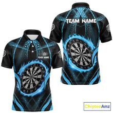 Load image into Gallery viewer, Custom Flaming Dragon Blue Digital Flow Men Darts Polo Team Shirt Dart League Jerseys NYN2177