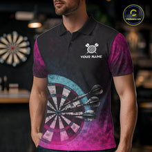 Load image into Gallery viewer, Blue &amp; Pink Tie Dye Grunge Darts 1/4-Zip Shirts For Men Custom Wings Dartboard Team Jerseys NYN2447