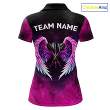 Load image into Gallery viewer, Blue &amp; Pink Tie Dye Grunge Darts Polo Shirts For Women Custom Wings Dartboard Team Jerseys NYN2447