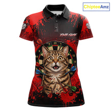 Load image into Gallery viewer, Black And Red Splatter Paint Dartboard Custom Funny Cat Darts Shirt For Women Outfits Darts Jersey NYN3038