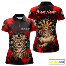 Load image into Gallery viewer, Black And Red Splatter Paint Dartboard Custom Funny Cat Darts Shirt For Women Outfits Darts Jersey NYN3038