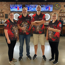 Load image into Gallery viewer, Black And Red Splatter Paint Dartboard Custom Funny Cat Darts Shirt For Women Outfits Darts Jersey NYN3038