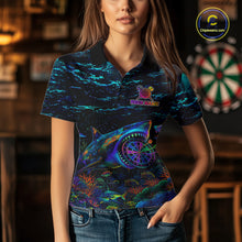Load image into Gallery viewer, Personalized Ocean Blue Holographic Dartboard Womens Darts Shirt Custom Funny Shark Dart Team Jerseys NYN3203