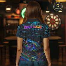 Load image into Gallery viewer, Personalized Ocean Blue Holographic Dartboard Womens Darts Shirt Custom Funny Shark Dart Team Jerseys NYN3203