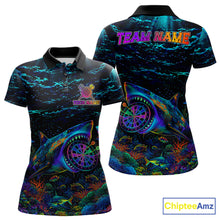Load image into Gallery viewer, Personalized Ocean Blue Holographic Dartboard Womens Darts Shirt Custom Funny Shark Dart Team Jerseys NYN3203